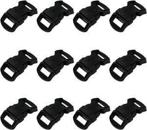 (12 Pack) ASR Outdoor Paracord Bracelet Buckle Set, Black 20mm .75 Inch