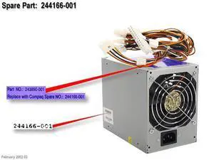 244166-001 Compaq power supply 250 Watt with PFC for Evo D300/D500 XW 244166-001 Compaq power supply 250 Watt with PFC for Evo D300/D500 XW