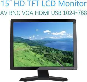 15 inch Monitor HD TFT 1024x768 , 300cd/m2 LCD with Video Audio AV USB VGA HDMI 15" Display for CCTV Camera PC DVD Laptop 15 inch Monitor HD TFT 1024x768 , 300cd/m2 LCD with Video Audio AV USB VGA HDMI 15" Display for CCTV Camera PC DVD Laptop