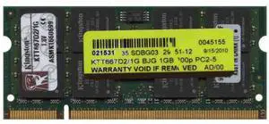 Kingston KTT667D2/1G BJG 1GB 200p PC2-5300 CL5 16c 64x8 DDR2-667 2Rx8 SODIMM RFB Kingston KTT667D2/1G BJG 1GB 200p PC2-5300 CL5 16c 64x8 DDR2-667 2Rx8 SODIMM RFB