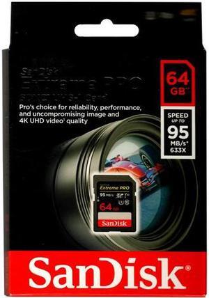 SanDisk SDSDXXG-064G CVK 64GB 9p SDXC r95MB/s w90MB/s 633x Class 10 UHS-I U3 4K V30 SanDisk Extreme Pro Secure Digital Extended Capacity Card Bulk