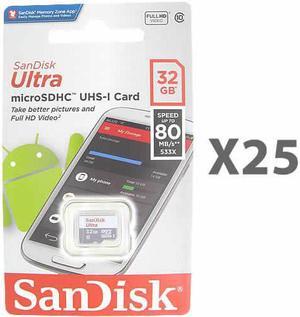 SanDisk 32GB microSDHC Class 10 SDSQUNS-032G-GN3MN Memory Card Retail (25 Pack)