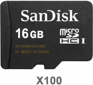 SanDisk Kit of Qty 100 x Sandisk 16GB mSDHC SDSDQAB-016G Card