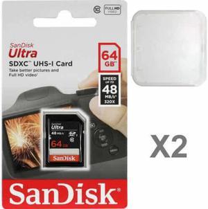 SanDisk Kit of Qty 2 x Sandisk Ultra 64GB SDXC SDSDUNB-064G-GN3IN with Plastic Cases