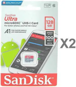 SanDisk Kit of Qty 2 x Sandisk mSDXC 128GB SDSQUAR-128G-GN6MN Card