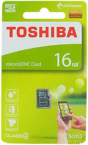 Toshiba THN-M102K0160A4 CRG 16GB 8p MSDHC r15MB/s w5MB/s Class 4 M102 Micro Secure Digital High Capacity Card