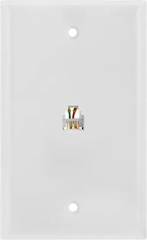 Cmple - Single RJ11 Connector with 6 Conductors Phone Wall Plate Jack 6P6C Telephone Single Jack Wallplate with Screws