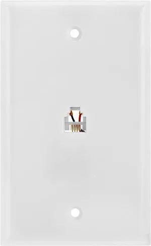 Cmple - Single RJ11 Connector with 4 Conductors Phone Wall Plate Jack 6P4C Telephone Single Jack Wallplate with Screws