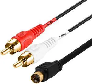 Cmple - S-Video & 2-RCA Audio Cables Combo 4 Pin SVideo Male Cord, Gold Plated - 75 Feet