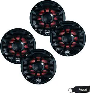 Wet Sounds - Two Pairs Of REVO 6-SWB Black Closed SW Grille 6.5 Inch Marine LED Coaxial Speakers