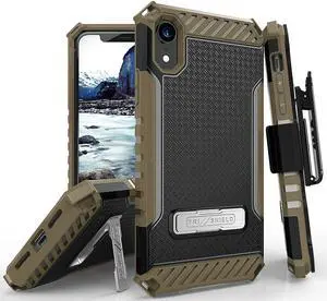 Brown Tri-Shield Rugged Case Cover + Belt Clip Holster for Apple iPhone XR 6.1"