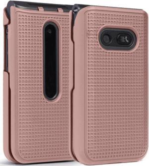 Rose Gold Pink Grid Case Hard Shell Cover for LG Wine 2 LTE Flip Phone (LM-Y120)