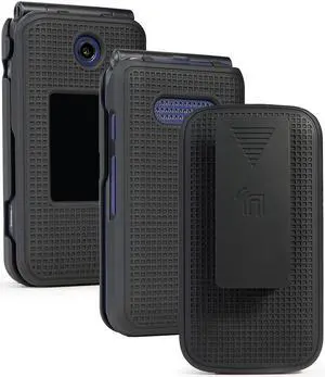 Black Case Cover and Belt Clip for Cricket Debut Flip, Cingular Flip 4 Phone