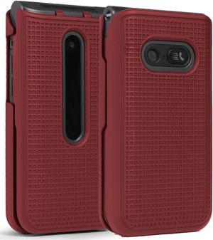 Red Grid Case Slim Hard Shell Cover for LG Wine 2 LTE Flip Phone (LM-Y120)