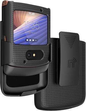 Black Hard Case Cover + Belt Clip Holster for Motorola RAZR 5G Flip Phone (2020)