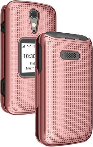 Rose Gold Pink Grid Case Slim Hard Shell Cover for Lively Jitterbug Flip 2 Phone