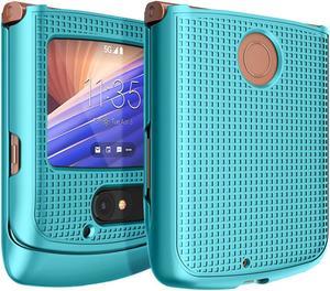 Teal Mint Grid Case Cover Slim Hard Shell for Motorola RAZR 5G Flip Phone 2020