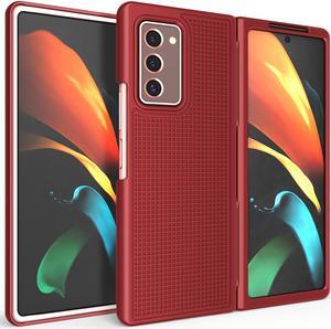 Red Grid Protector Case Slim Hard Shell Cover for Samsung Galaxy Z Fold 2 5G