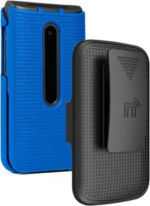 Cobalt Blue Hard Case Cover and Belt Clip for LG Wine 2 LTE Flip Phone (LM-Y120)