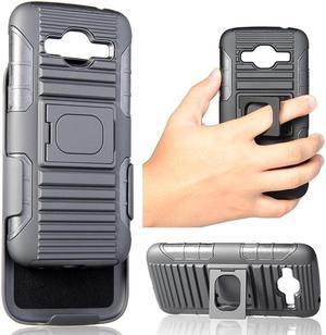 BLACK GRIP CASE COVER + BELT CLIP HOLSTER STAND FOR SAMSUNG GALAXY J2 J210 2016
