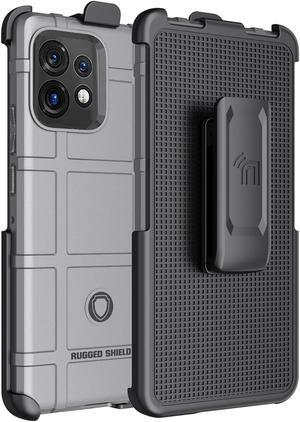 Gray Rugged Shield Case Cover and Belt Clip Holster for Motorola Edge Plus 2023