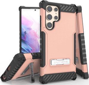 Blush Pink Hybrid Case Cover Kickstand and Strap for Galaxy S22 Ultra 5G