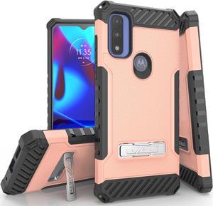 Blush Pink Phone Case Cover Kickstand and Strap for Moto G Pure / G Power 2022