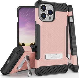Blush Pink Hybrid Case Cover Metal Kickstand and Strap for iPhone 13 Pro