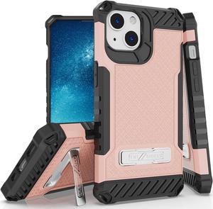 Blush Pink Hybrid Case Cover with Metal Kickstand and Strap for iPhone 13