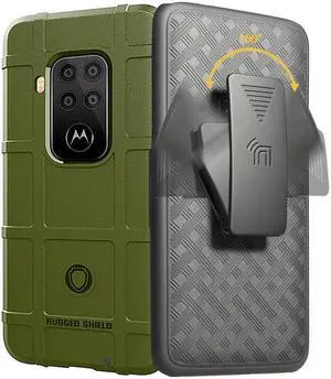 OD Olive Green Tactical Rugged Case Cover and Belt Clip for Motorola One Zoom