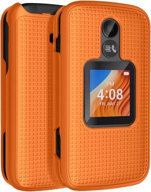 Orange Grid Texture Hard Case Cover for Alcatel TCL Flip 2 Phone T408DL