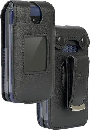 Black Vegan Leather Case Belt Clip for Cingular Flex 2 Phone Debut Flex BLU Flex