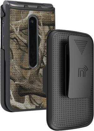 Camo Tree Real Woods Case and Belt Clip for LG Wine 2 LTE Flip Phone (LM-Y120)
