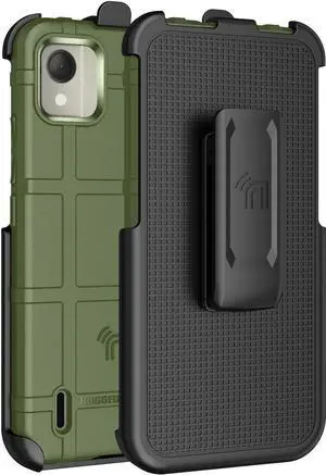 Special Ops Rugged Case and Belt Clip Holster for Nokia C110 Phone - Olive Green