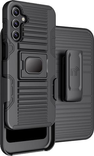 Rugged Case with Stand Belt Clip Holster for Samsung Galaxy A15 / A25 5G - Black