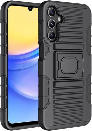 Rugged Hybrid Case with Ring Grip Stand for Samsung Galaxy A15 / A25 5G - Black