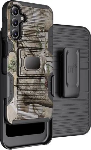 Rugged Case with Stand Belt Clip Holster for Samsung Galaxy A15 / A25 5G - Camo