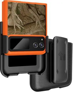 Orange Hunter Camo Case and Belt Clip for Motorola RAZR 2023 (aka RAZR 40)
