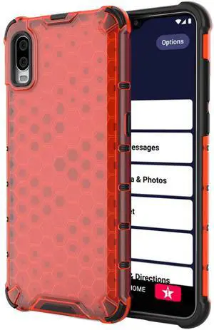 Ruby Red Honeycomb Hybrid Case Cover for Lively Jitterbug Smart 3 Phone (2021)