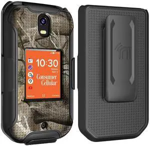 Hard Case and Belt Clip Holster for Consumer Cellular Iris Flip Phone - Camo