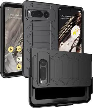 Case and Belt Clip Holster for Google Pixel Fold Phone (2023) - Matte Black