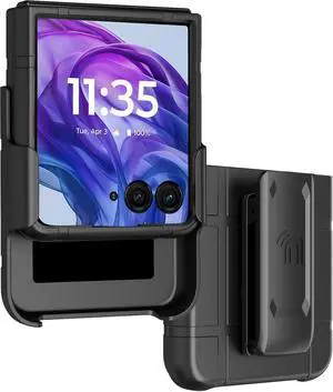 Hard Case and Belt Clip Holster for Motorola RAZR+ 2024/2025 (RAZR PLUS) - Black