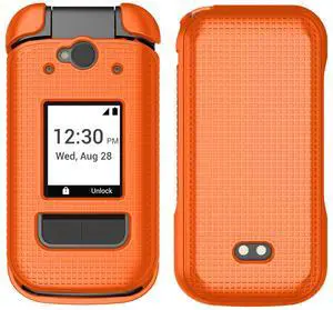 Grid Texture Hard Shell Case Cover for Sonim XP3 Plus 5G (X320) - Bright Orange