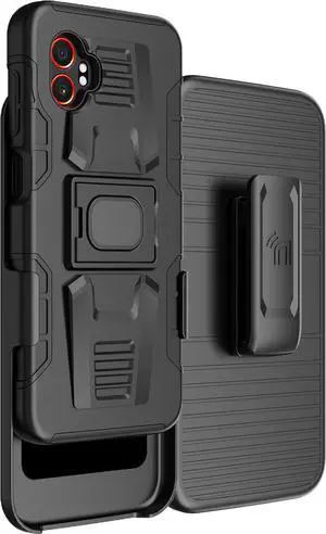 Rugged Case Stand Belt Clip Holster for Samsung Galaxy XCover 7 Pro - Black