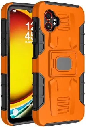 Rugged Case with Stand Ring Grip for Samsung Galaxy XCover 7 Pro Phone - Orange
