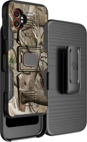 Rugged Case Stand Belt Clip Holster for Samsung Galaxy XCover 7 Pro - Camo