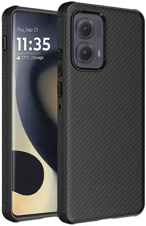 Case for Motorola Edge 2024 Phone - Black Carbon Fiber (Compatible with MagSafe)