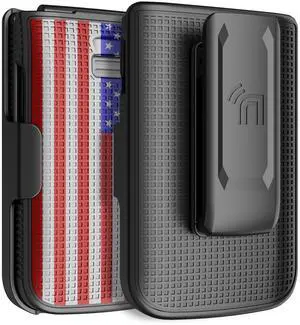 Hard Case and Belt Clip Holster Holder Combo for TCL Flip 3 Phone - USA Flag Hard Case and Belt Clip Holster Holder Combo for TCL Flip 3 Phone - USA Flag
