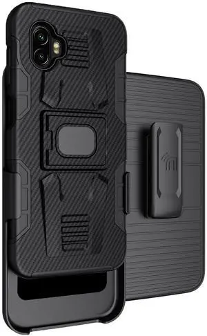 Carbon Fiber Design Case Stand Belt Clip Holster for Samsung Galaxy XCover 6 Pro