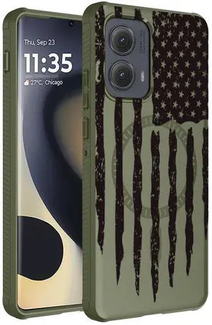 Case for Motorola Edge 2024 Phone - Army Green USA Flag, Compatible with MagSafe